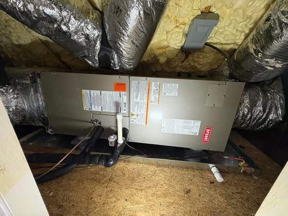 Bryant air handler installed in a home attic